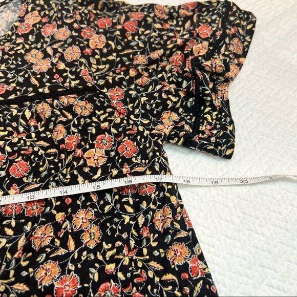 OLD Navy🖤Black Floral Peasant Boho Top Blouse Size M - Picture 7 of 11